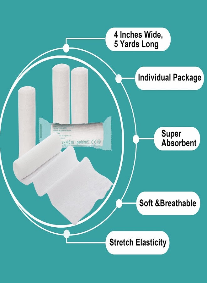 General Medi Conforming Bandage, 24 Pack Gauze Bandage Rolls with Bonus 3 x Medical Tape (4” x 5 Yards Stretched) - Image 2